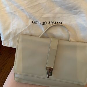 Giorgio Armani cream leather clutch with dust cover